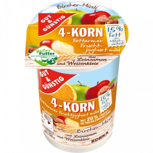 Gut & Günstig 4-Korn Fruchtjoghurt Bircher-Müsli 1,5%...