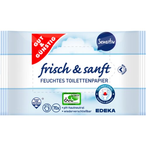 Gut & Günstig feuchtes Toilettenpapier Sensitiv 2x70St