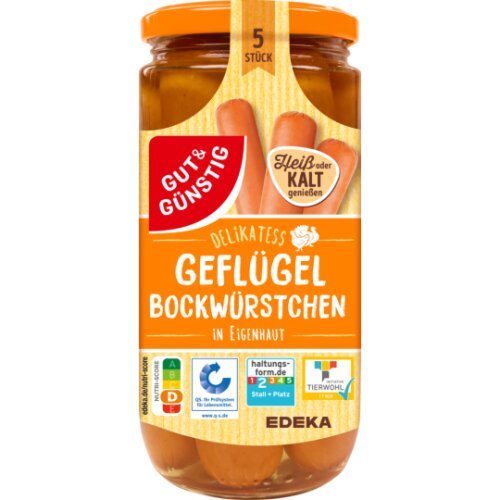Gut & Günstig Geflügel Bockwürstchen 380g QS