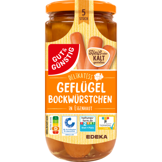 Gut & Günstig Geflügel Bockwürstchen 380g QS