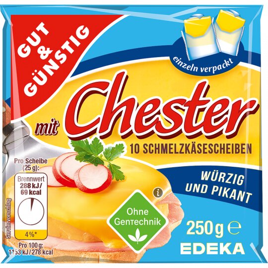 Gut & Günstig Schmelzkäse Scheiben Chester 45% 250g