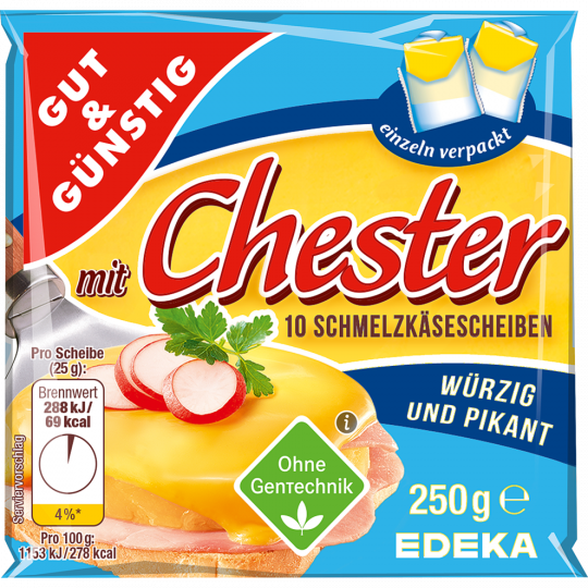 Gut & Günstig Schmelzkäse Scheiben Chester 45% 250g