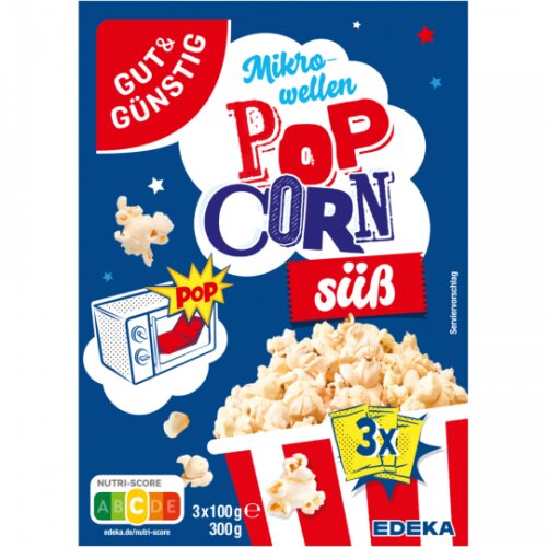Gut & Günstig Mikrowellen Popcorn süß 300g