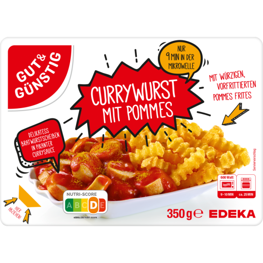 Gut & Günstig Currywurst mit Pommes 350g