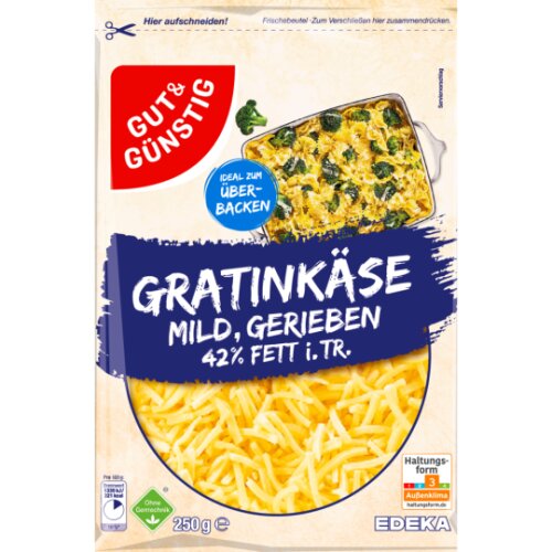 Gut & Günstig Gratinkäse 42% 250g