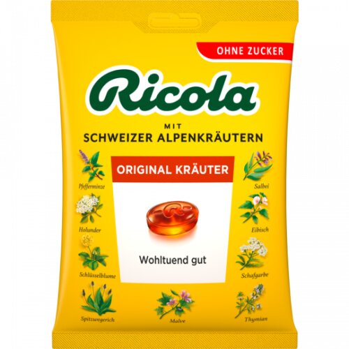 Ricola Kräuter Original Hustenbonbons ohne Zucker Beutel 75g