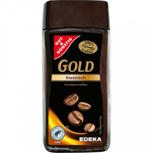 Gut & Günstig Gold löslicher Bohnenkaffee klassisch 100g