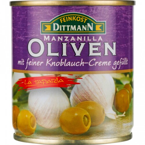 Feinkost Dittmann Manzanilla Oliven mit Knoblauchcreme 200g