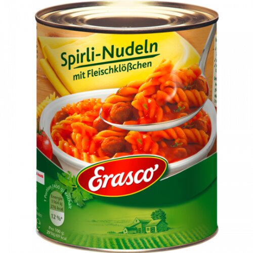 Erasco Spirli Nudeln mit Fleischklößchen 800g