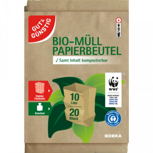 Gut & Günstig Bio Müllbeutel Papier 10l 20er