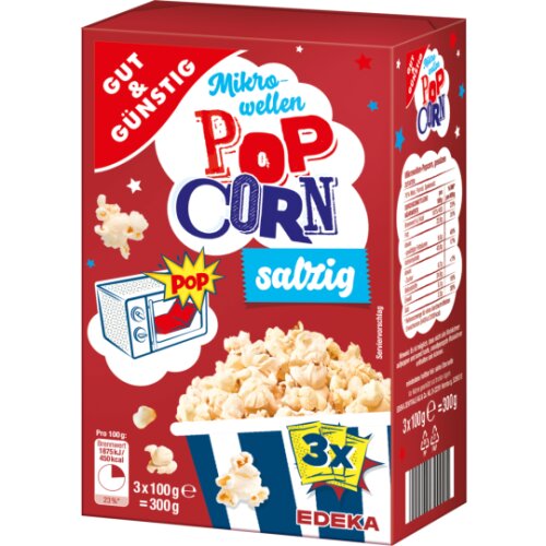 Gut & Günstig Microwave popcorn salted flavour 3x100g