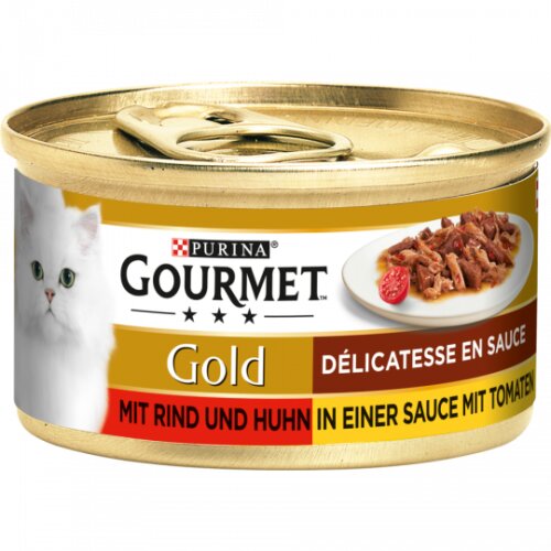 Gourmet Gold Duo in Tomate Rind&Huhn Katzennassnahrung 85g