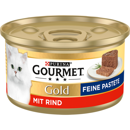 Gourmet Gold Feine Pastete mit Rind Katzennassnahrung 85g
