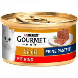 Gourmet Gold Feine Pastete mit Rind Katzennassnahrung 85g
