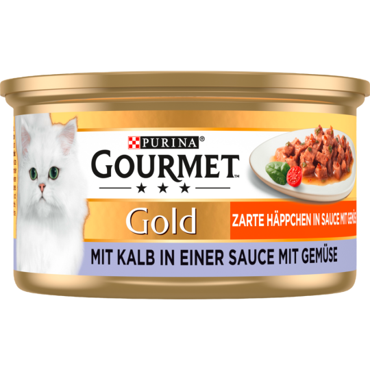 Gourmet Gold Leckerbissen in Sauce Kalb&Gemüse Katzennassnahrung 85g