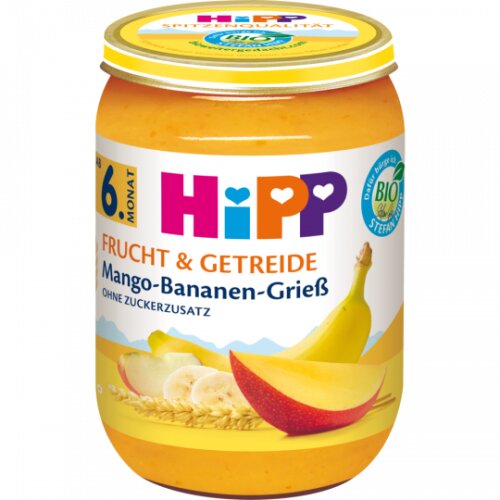 Bio Hipp Mango-Bananen-Grieß ohne Zuckerzusatz ab 6.Monat 190g