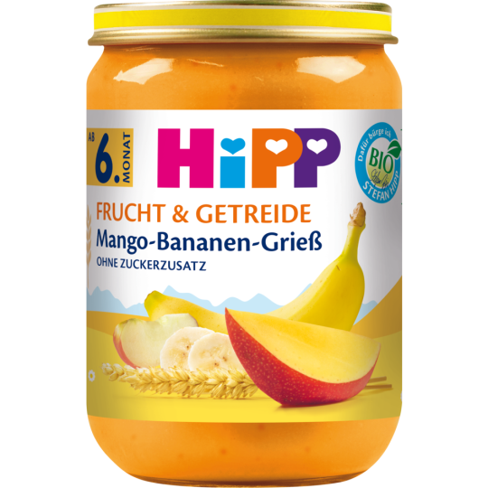 Bio Hipp Mango-Bananen-Grieß ohne Zuckerzusatz ab 6.Monat 190g