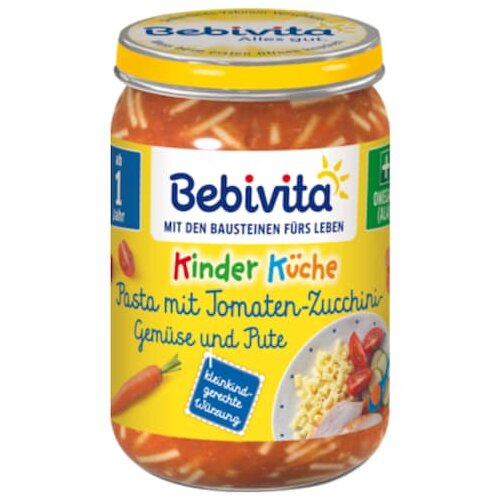 Bebivita Kinder-Küche Pasta mit Tomaten-Zucchini-Gemüse und Pute ab 1 Jahr 250g