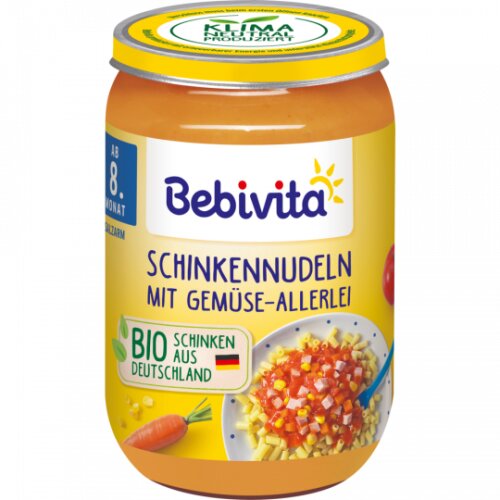 Bio Bebivita Menü Schinkennudeln mit Gemüse-Allerlei ab dem 8.Monat 220g