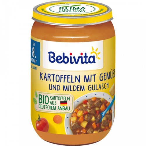 Bio Bebivita Menü Kartoffel-Gemüse mit mildem Gulasch ab 8.Monat 220g