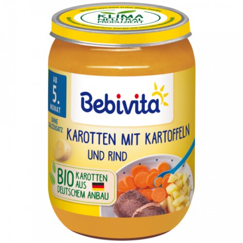 Bio Bebivita Karotten mit Kartoffeln+Rind ab dem 4.Monat 190g
