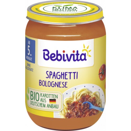 Bio Bebivita Menü Spaghetti Bolognese ab dem 5.Monat 190g