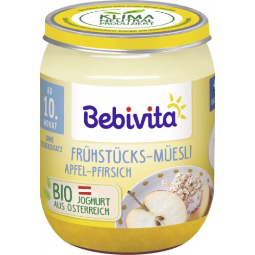 Bio Bebivita Frühstücks-Müesli Apfel-Pfirsich ab 10.Monat 160g