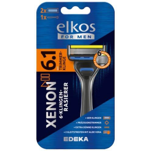 EDEKA elkos for men Xenon 6-Klingen Rasiersystem Herren 1+2 Klingen