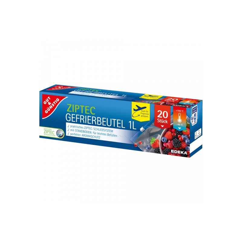 HEKU Gefrierbeutel 1 Liter Mit Zip-Verschluss – 15 Stück, Luftdicht, Ideal Zum Einfrieren & Für Reisegepäck, 17x20 Cm