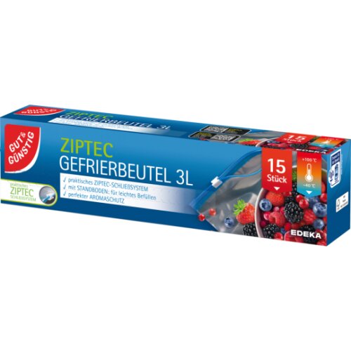 Gut & Günstig Ziptec-Gefrierbeutel 3l 15ST