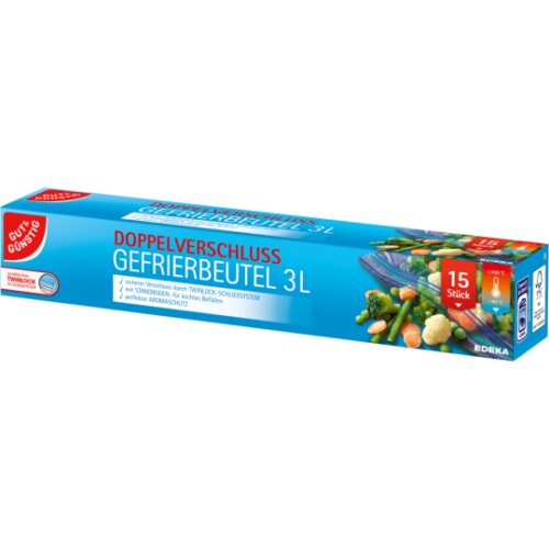 Gut & Günstig Doppelverschluss Gefrierbeutel 3l 15ST