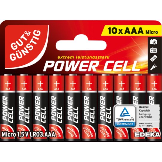 Gut & Günstig Power Cell Alkaline Micro AAA 1,5V LR03 10ST