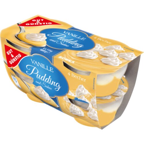 Gut & Günstig Bourbon Vanillepudding mit Sahne 4x115g