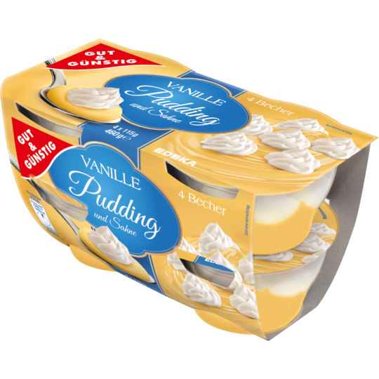 Gut & Günstig Bourbon Vanillepudding mit Sahne 4x115g