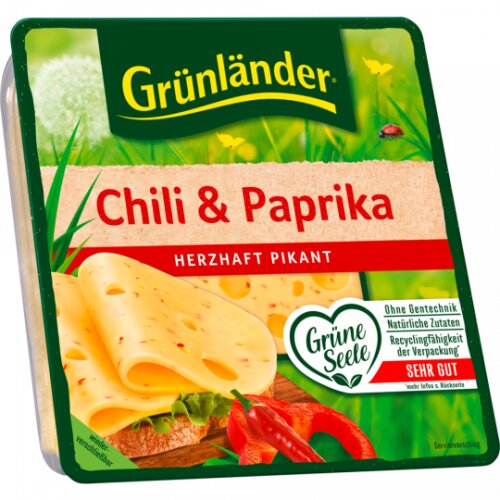 Grünländer Scheiben Chili-Paprika 48% Vollfettstufe 120g