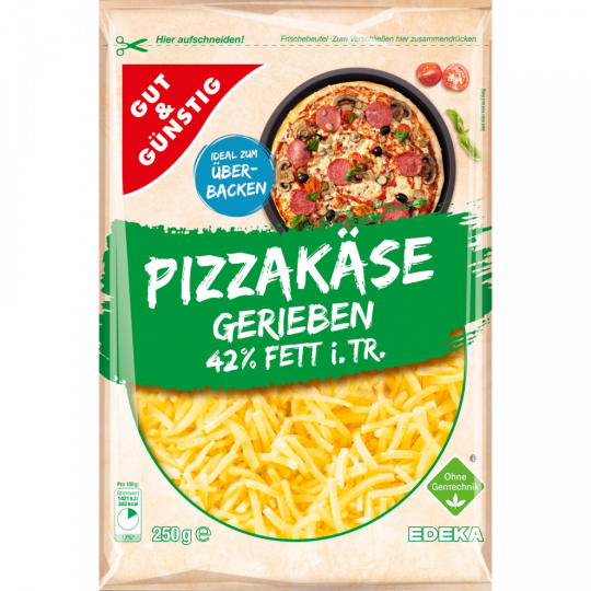 GUT&GÜNSTIG Pizzakäse gerieben 250g VLOG