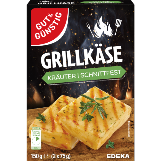 Gut & Günstig Grill-und Pfannenkäse Kräuter schnittfest 45% 2x75g