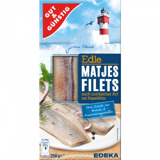 Gut & Günstig Edle Matjesfilets nach nordischer Art mit Rapsölfilm 256g