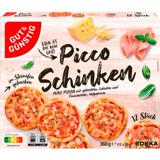 GUT&GÜNSTIG Mini Pizza Schinken 12x30g