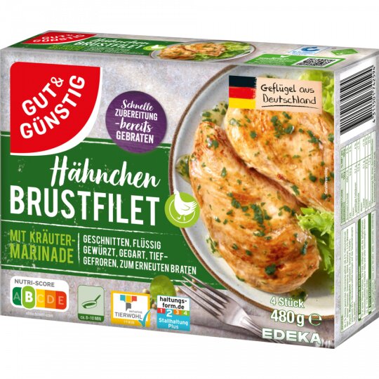Gut & Günstig Hähnchenbrustfilet Kräutermarinade vorgegart 480g  QS