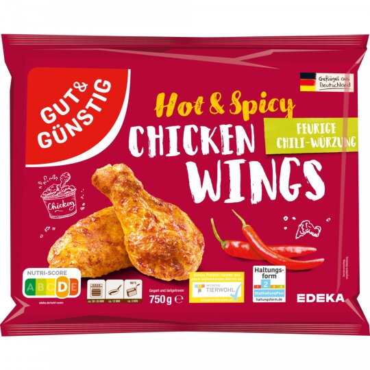 Gut & Günstig Chicken Wings Hot & Spicy vorgegart 750g  QS