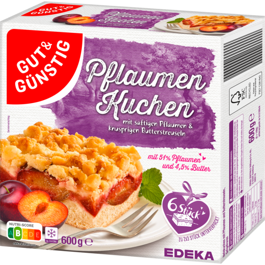 Gut & Günstig Pflaumenkuchen mit Butterstreuseln 600g