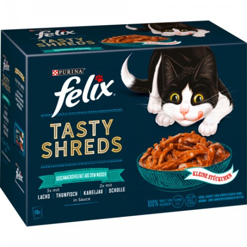 Felix Tasty Shreds Geschmacksvielfalt aus dem Wasser 10x80g