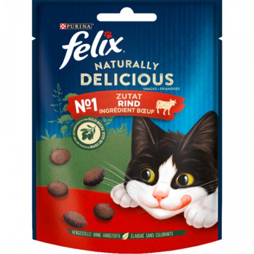 Felix Naturally Delicious reich an Rind mit einem Hauch von Goji Beere Katzensnacks 50g