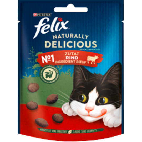 Felix Naturally Delicious reich an Rind mit einem Hauch von Goji Beere Katzensnacks 50g