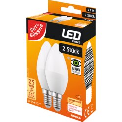 Gut & Günstig LED-Kerze E14 245lm 2700K F 2,8W 2ST